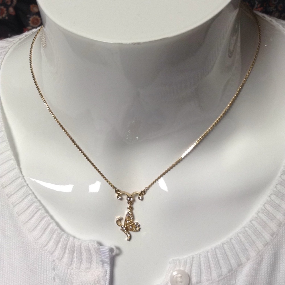 Ladies 1928 Butterfly Pendant Necklace